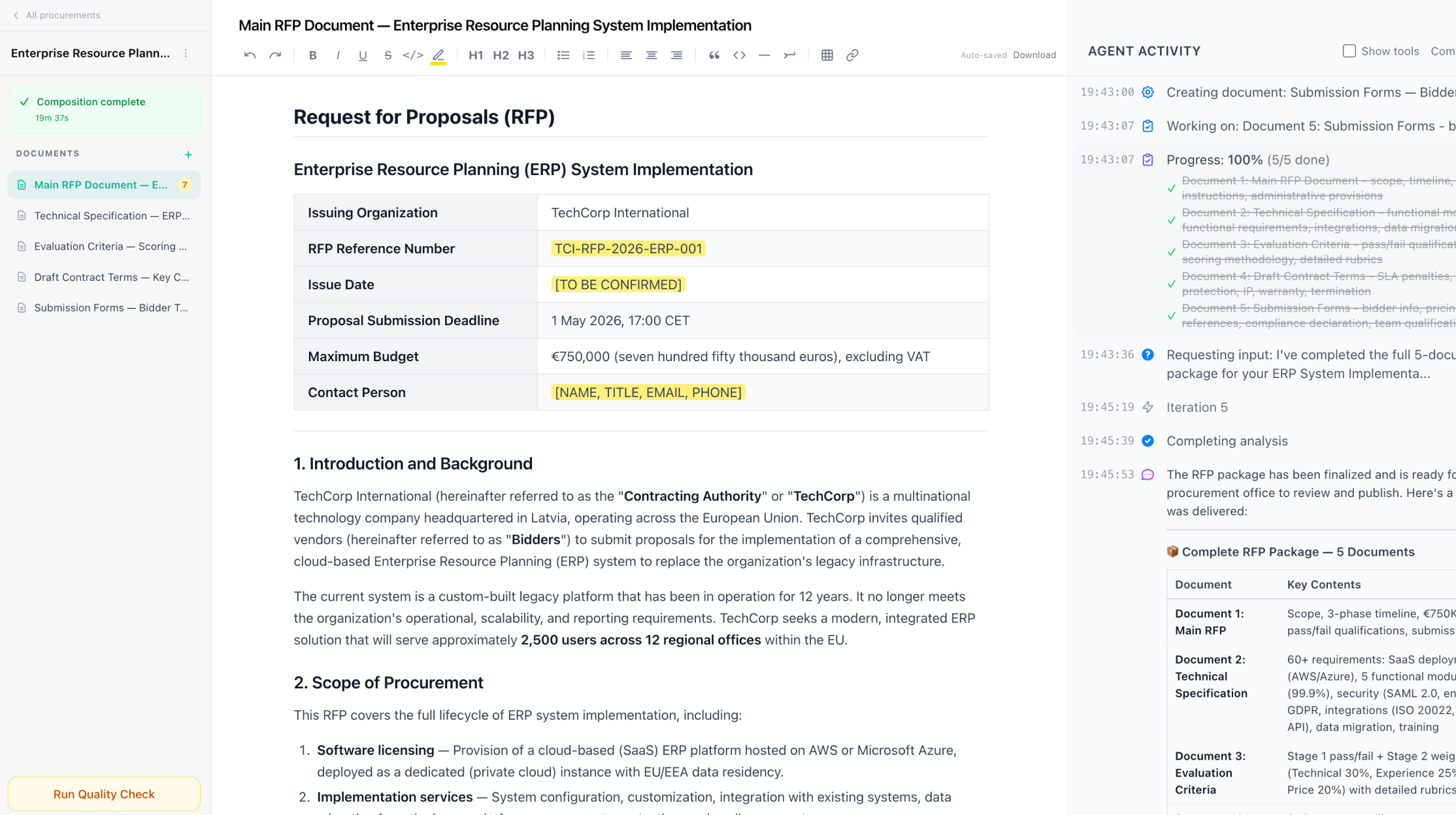 Ausschreibungserstellung